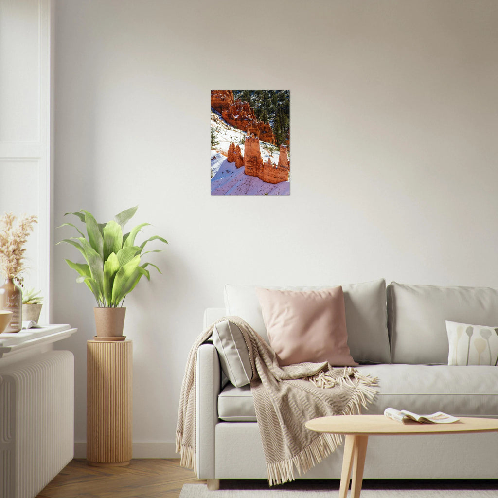 Bryce Canyon, Utah print, unframed, on a white living-room wall. Print only. Frame not included.