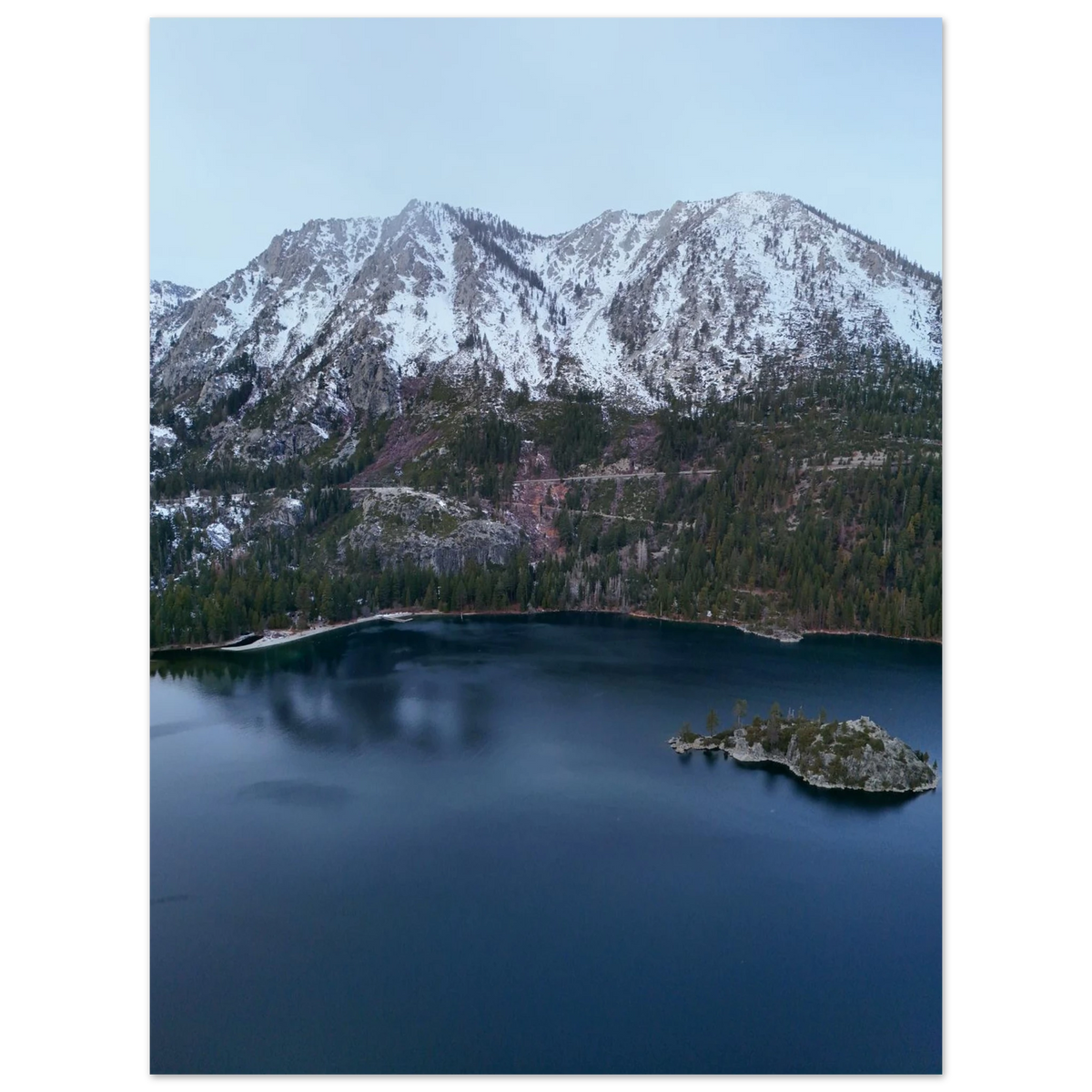 Lake Tahoe in Winter, California & Nevada. Print only. Frame not included.