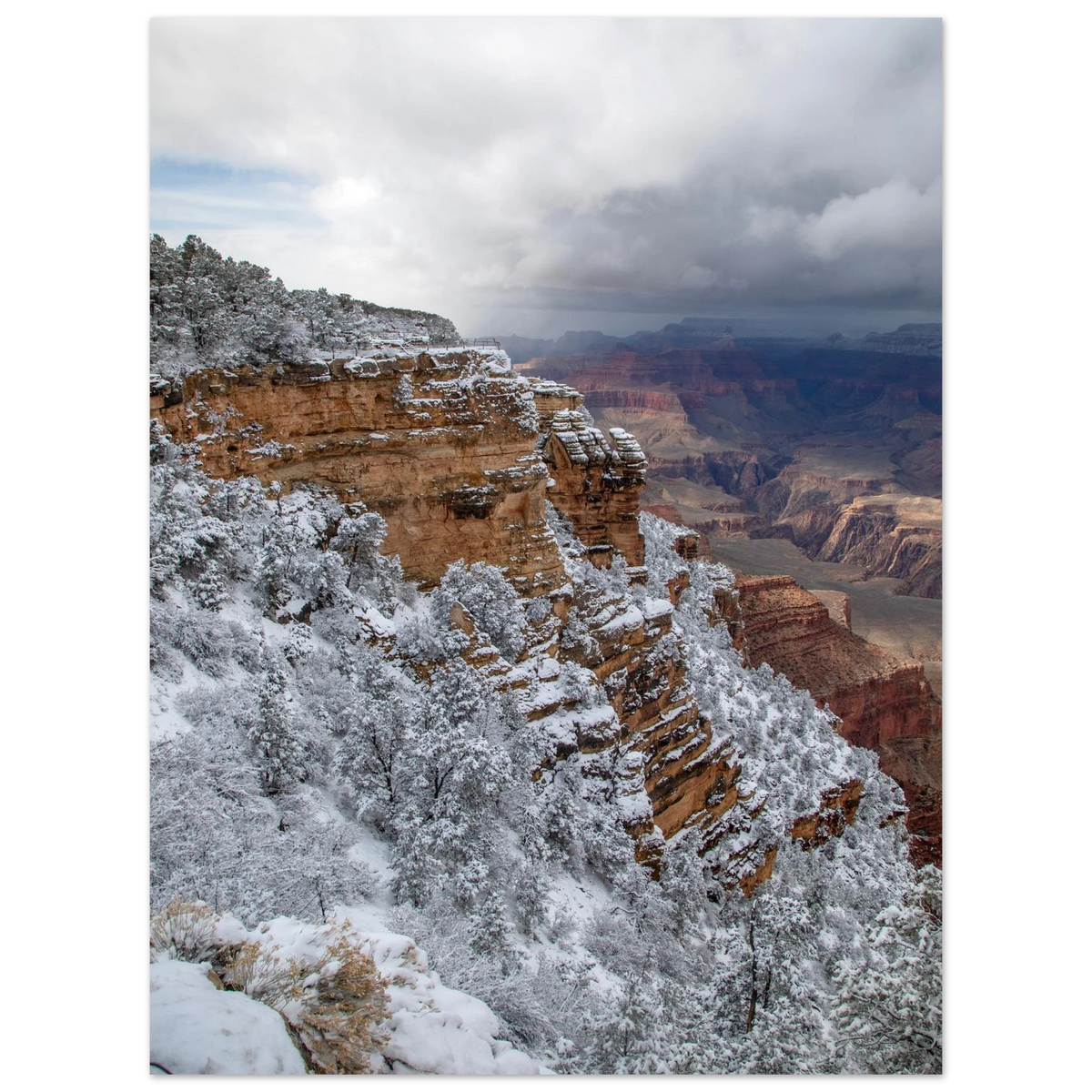 Grand Canyon in Snow, Grand Canyon National Park, Arizona. Print only. Frame not included.