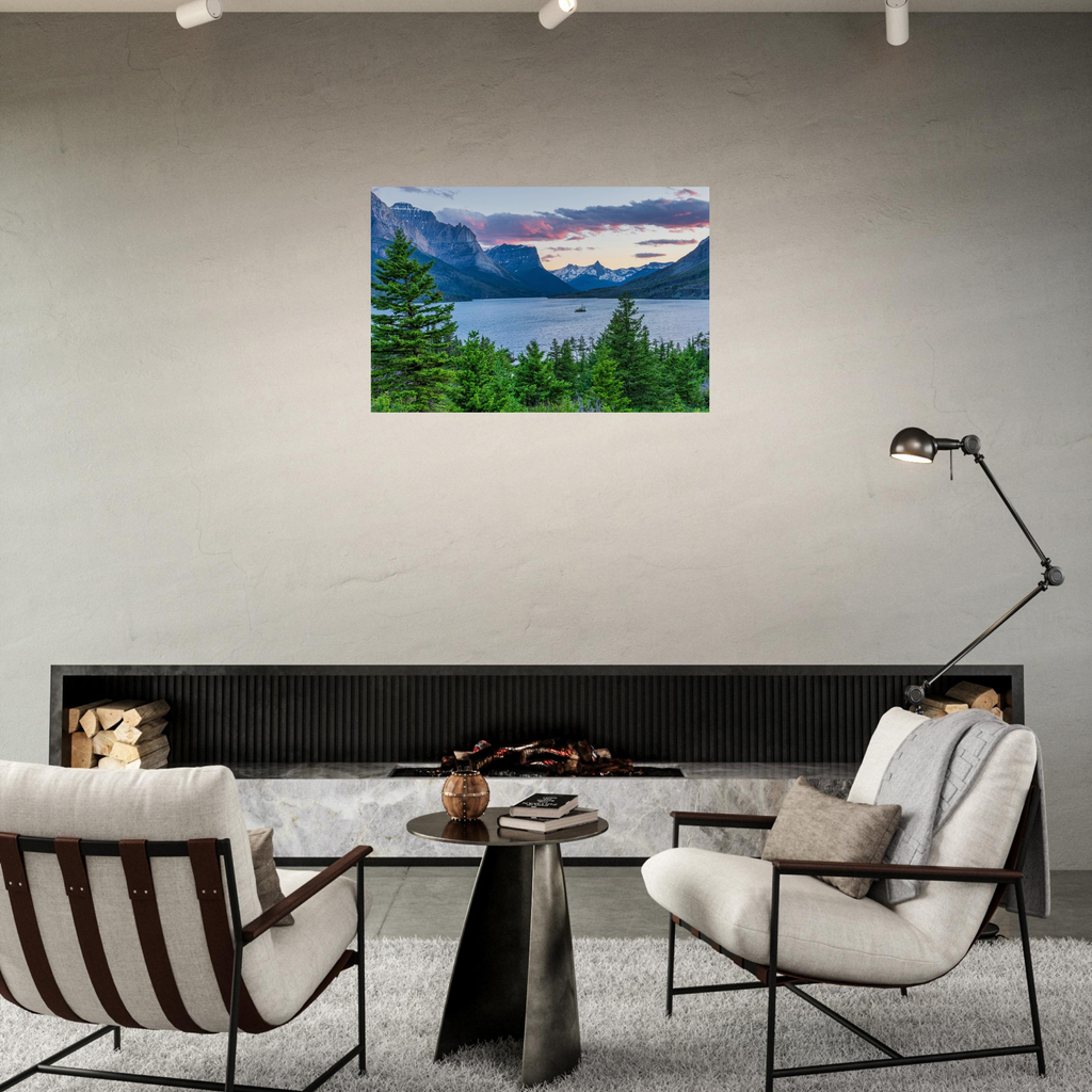 St. Mary Lake, Glacier National Park, Montana print, unframed, on a wall. Print only. Frame not included.