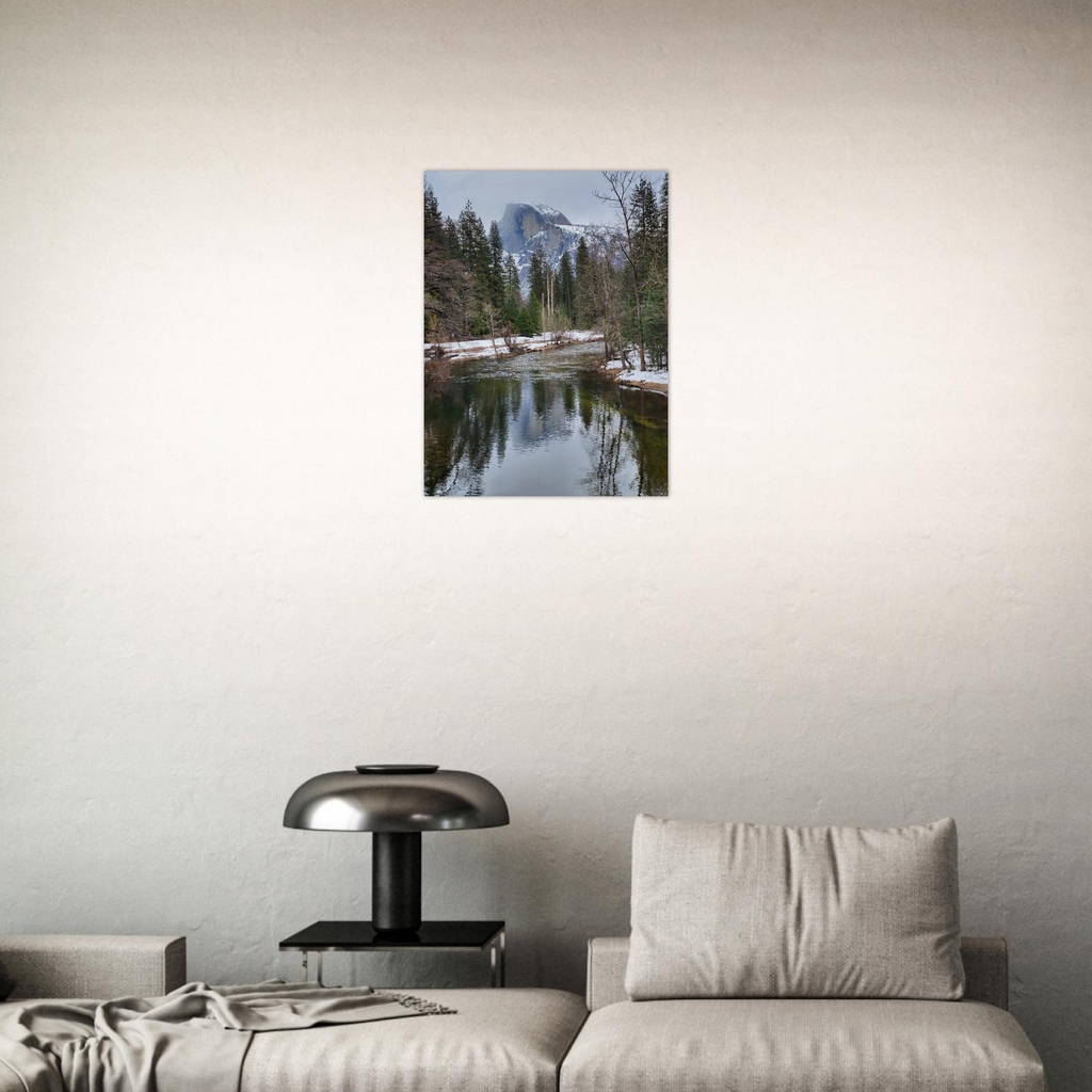 Yosemite Valley in Winter, California print, unframed, on a wall. Print only. Frame not included.